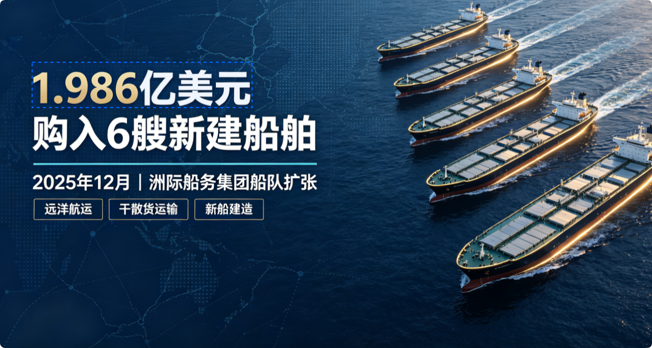 洲际船务斥资 1.986 亿美元承接 6 艘 63800 载重吨散货船订单 2027 年分批交付扩充远洋运力