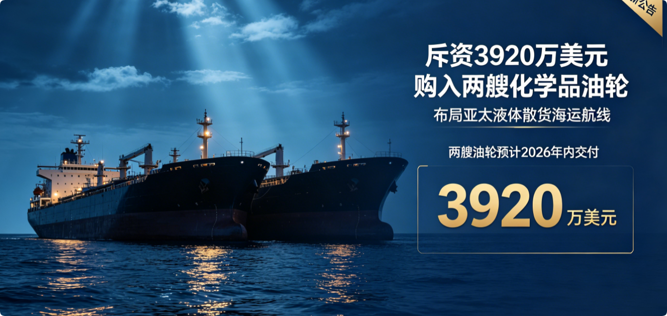 洲际船务 3920 万美元购入两艘化学品油轮|2026 年交付,完善东南亚中东海运布局