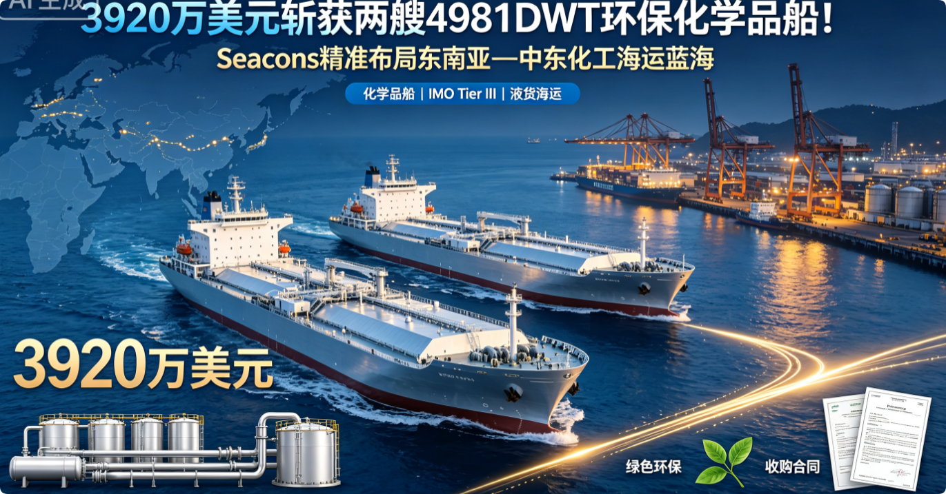 洲际船务斥资 3920 万美元收购两艘 IMO Tier III 化学品船 加码东盟精细化工远洋运输赛道